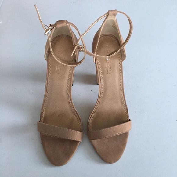 ASOS ankle strap heeled sandals suede‎ Womens Size 6.5 = US SIZE 8.5 Nude - Picture 3 of 8
